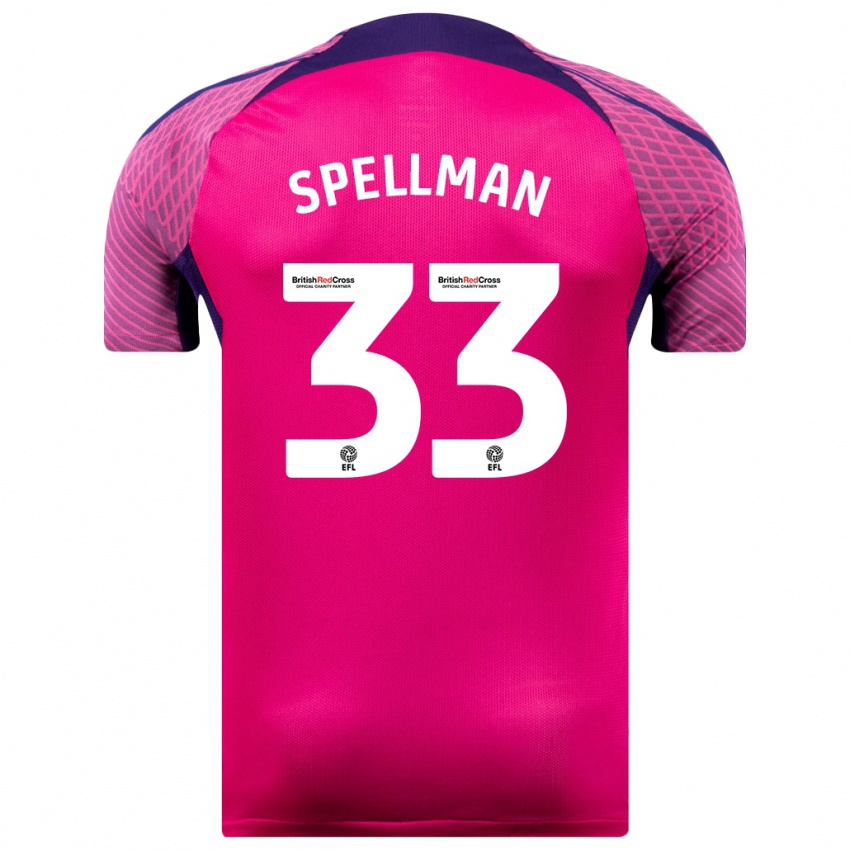 Kinder Michael Spellman #33 Lila Auswärtstrikot Trikot 2023/24 T-Shirt Belgien