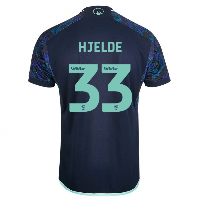Kinderen Leo Fuhr Hjelde #33 Blauw Uitshirt Uittenue 2023/24 T-Shirt België