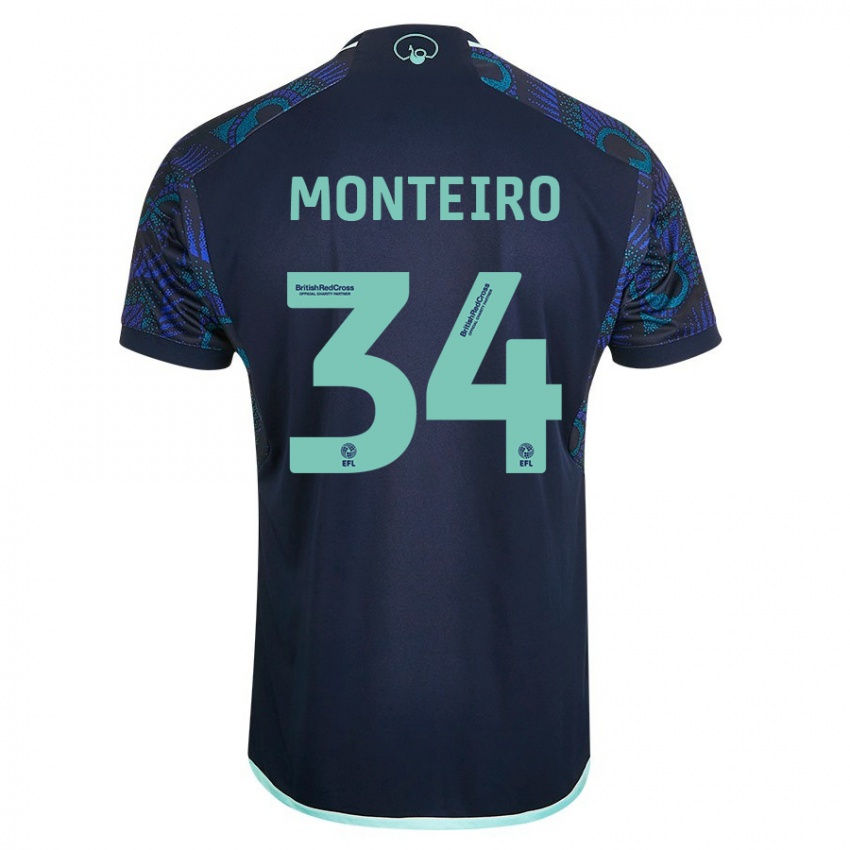 Enfant Maillot Diogo Monteiro #34 Bleu Tenues Extérieur 2023/24 T-Shirt Belgique