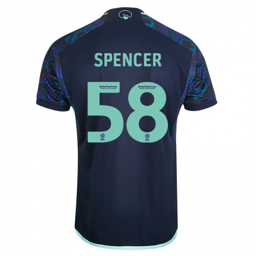 Enfant Maillot Morten Spencer #58 Bleu Tenues Extérieur 2023/24 T-Shirt Belgique
