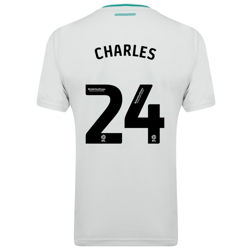 Enfant Maillot Shea Charles #24 Blanc Tenues Extérieur 2023/24 T-Shirt Belgique