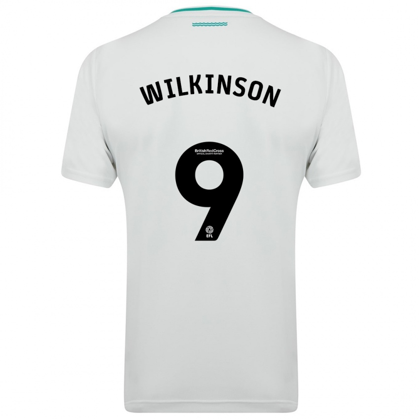 Enfant Maillot Katie Wilkinson #9 Blanc Tenues Extérieur 2023/24 T-Shirt Belgique