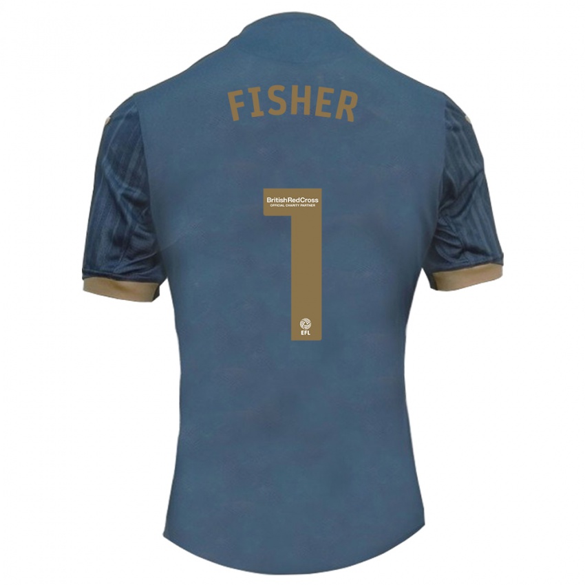 Kinder Andy Fisher #1 Dunkles Blaugrün Auswärtstrikot Trikot 2023/24 T-Shirt Belgien