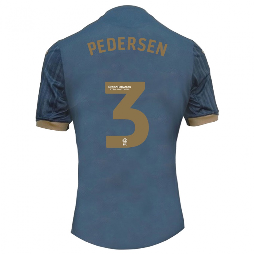 Kinder Kristian Pedersen #3 Dunkles Blaugrün Auswärtstrikot Trikot 2023/24 T-Shirt Belgien