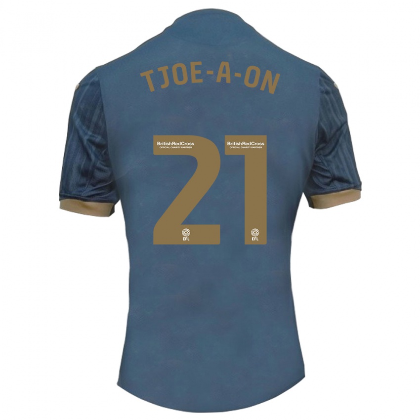 Kinder Nathan Tjoe-A-On #21 Dunkles Blaugrün Auswärtstrikot Trikot 2023/24 T-Shirt Belgien