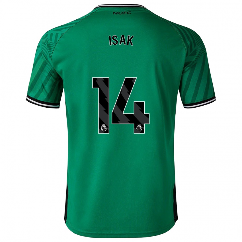 Kinder Alexander Isak #14 Grün Auswärtstrikot Trikot 2023/24 T-Shirt Belgien