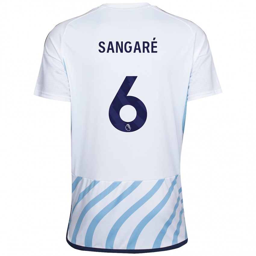 Enfant Maillot Ibrahim Sangare #6 Blanc Bleu Tenues Extérieur 2023/24 T-Shirt Belgique