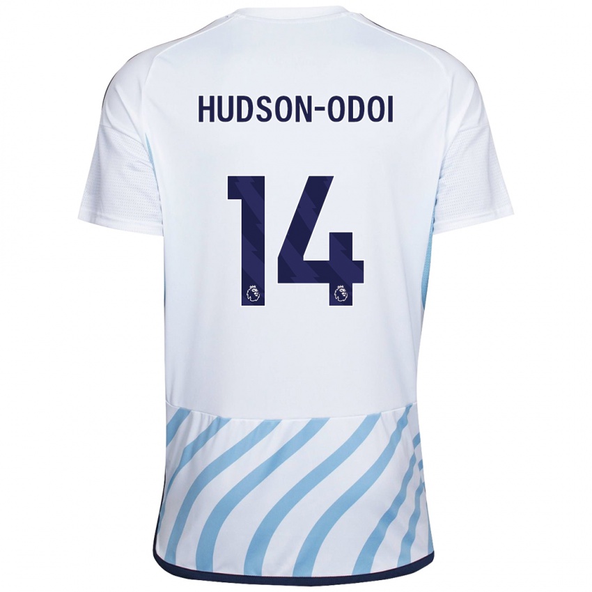 Enfant Maillot Callum Hudson-Odoi #14 Blanc Bleu Tenues Extérieur 2023/24 T-Shirt Belgique