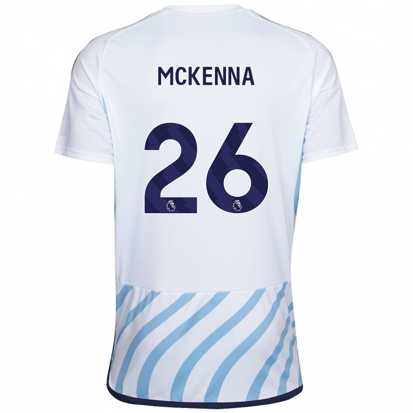 Enfant Maillot Scott Mckenna #26 Blanc Bleu Tenues Extérieur 2023/24 T-Shirt Belgique
