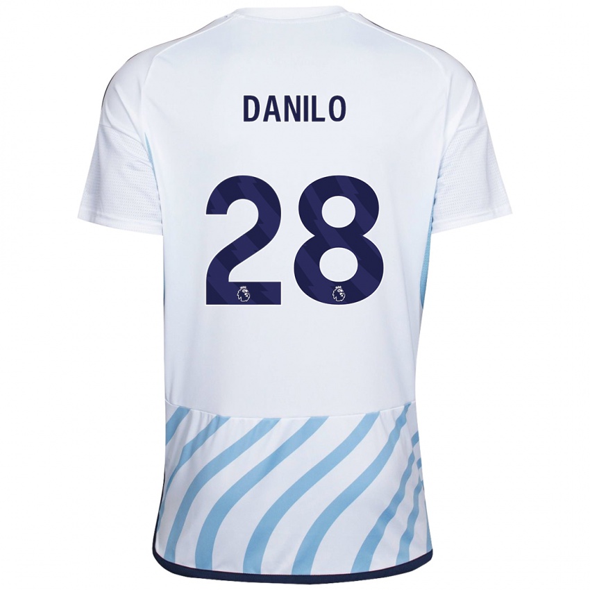 Enfant Maillot Danilo #28 Blanc Bleu Tenues Extérieur 2023/24 T-Shirt Belgique