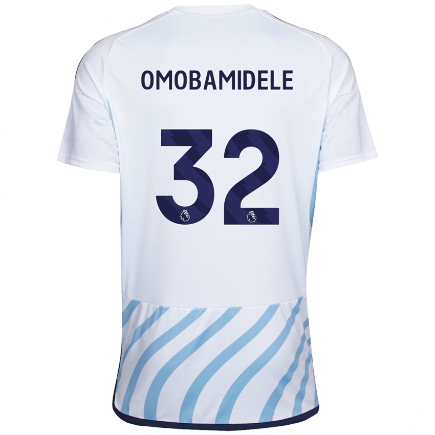Kinder Andrew Omobamidele #32 Weiß Blau Auswärtstrikot Trikot 2023/24 T-Shirt Belgien