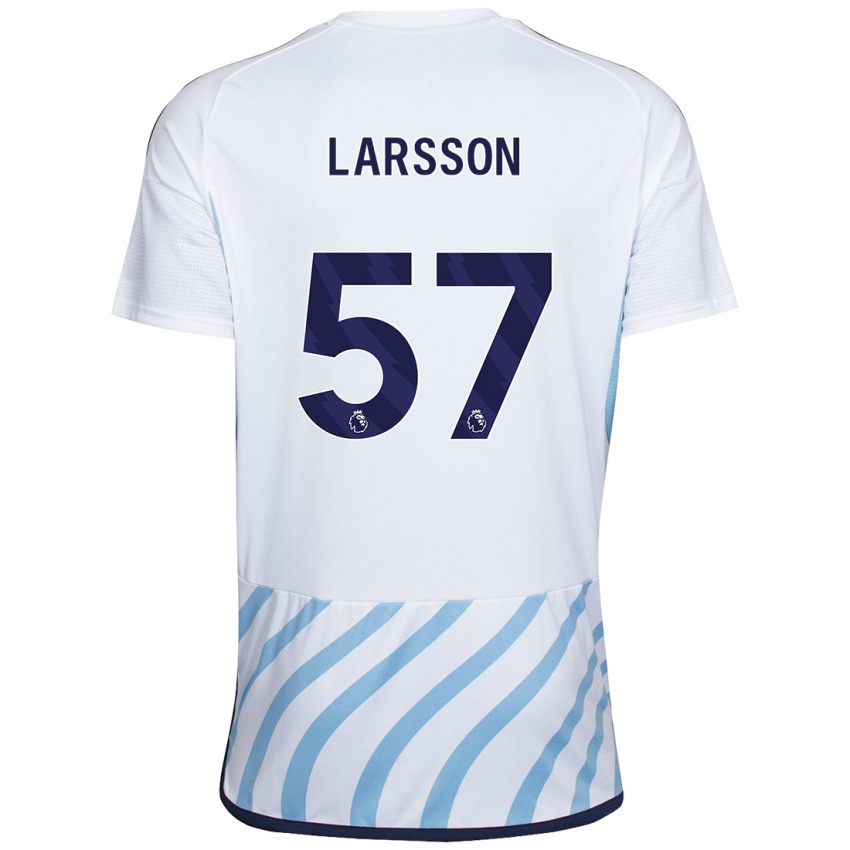 Kinder Julian Larsson #57 Weiß Blau Auswärtstrikot Trikot 2023/24 T-Shirt Belgien
