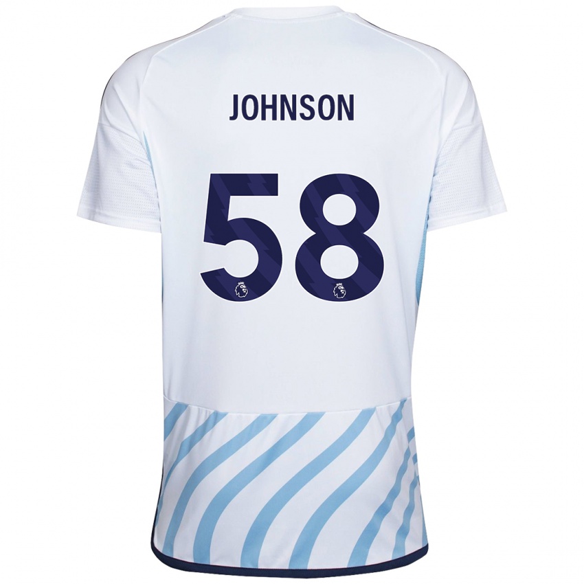 Kinder Pharrell Johnson #58 Weiß Blau Auswärtstrikot Trikot 2023/24 T-Shirt Belgien