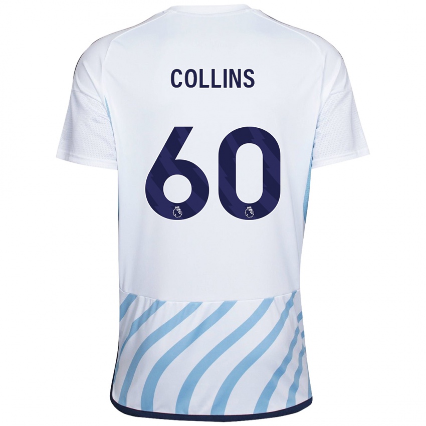 Kinder Sam Collins #60 Weiß Blau Auswärtstrikot Trikot 2023/24 T-Shirt Belgien