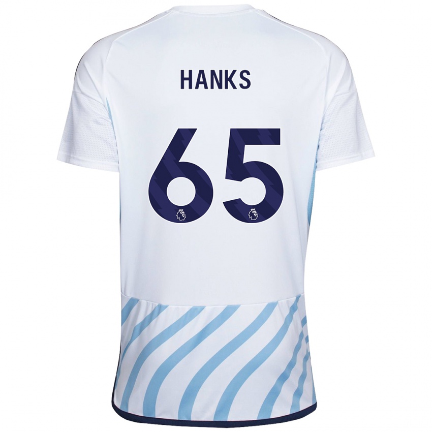 Kinder Justin Hanks #65 Weiß Blau Auswärtstrikot Trikot 2023/24 T-Shirt Belgien