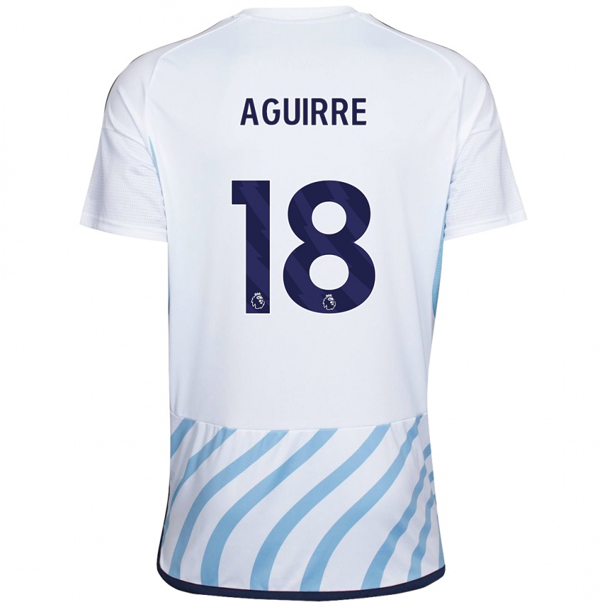 Kinder Aja Aguirre #18 Weiß Blau Auswärtstrikot Trikot 2023/24 T-Shirt Belgien