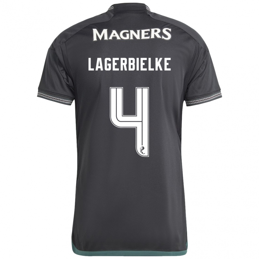 Kinder Gustaf Lagerbielke #4 Schwarz Auswärtstrikot Trikot 2023/24 T-Shirt Belgien