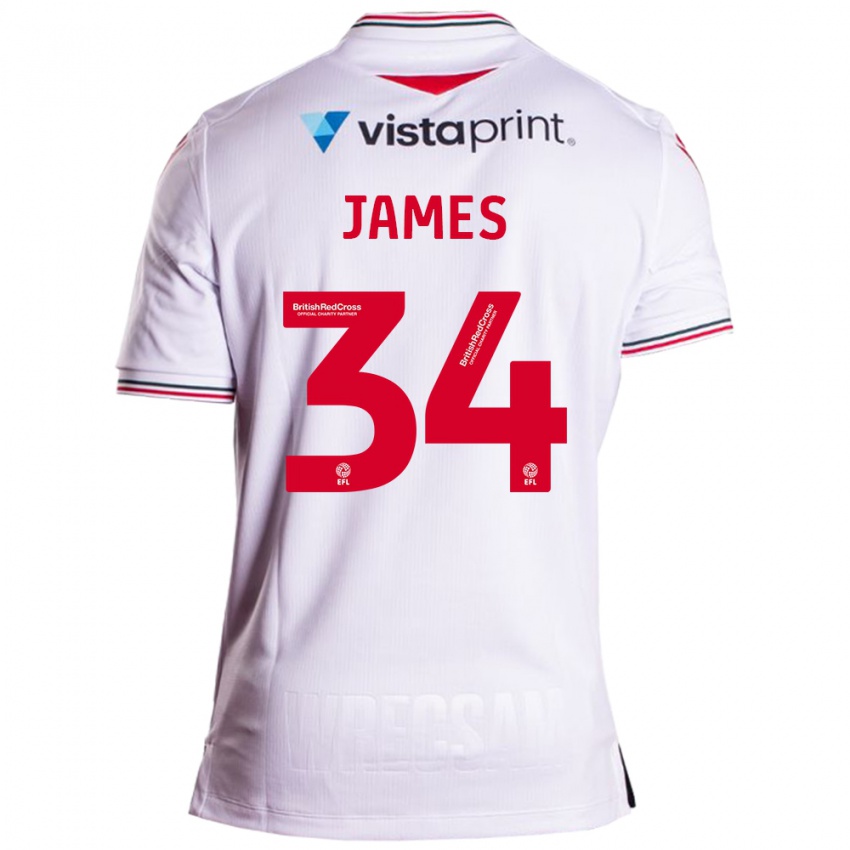 Enfant Maillot Aaron James #34 Blanc Tenues Extérieur 2023/24 T-Shirt Belgique