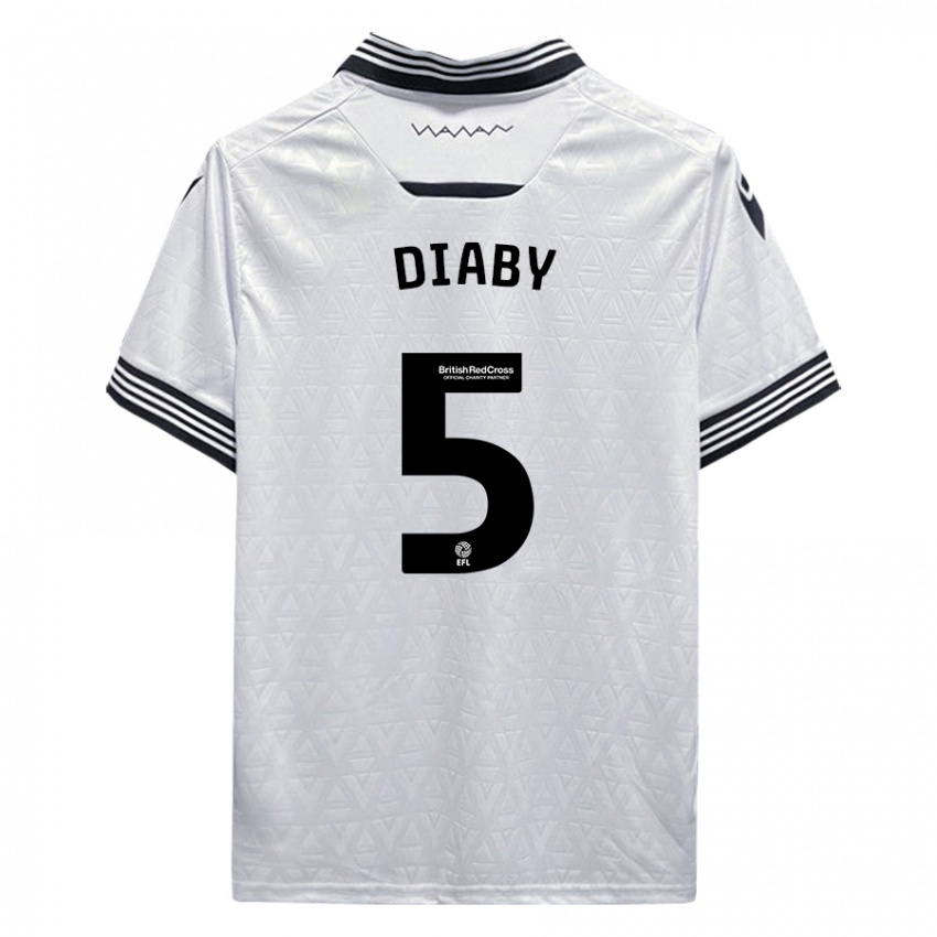 Kinder Bambo Diaby #5 Weiß Auswärtstrikot Trikot 2023/24 T-Shirt Belgien