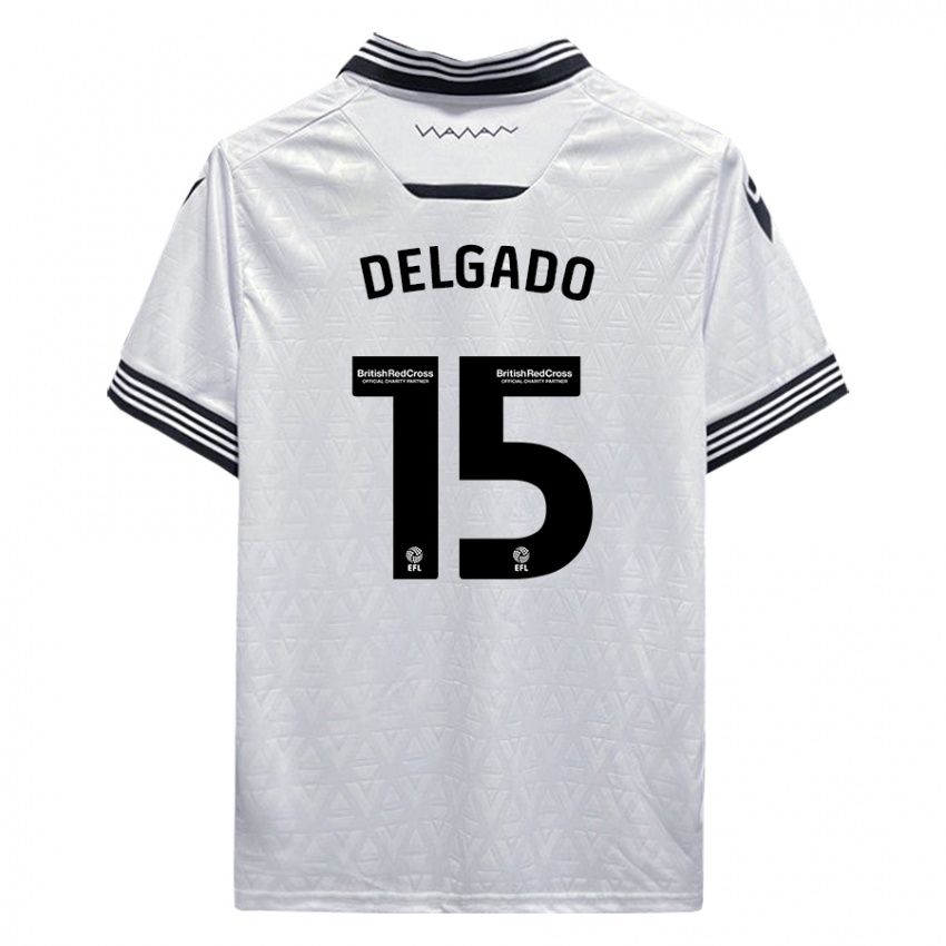 Kinderen Juan Delgado #15 Wit Uitshirt Uittenue 2023/24 T-Shirt België