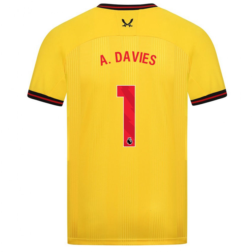 Kinder Adam Davies #1 Gelb Auswärtstrikot Trikot 2023/24 T-Shirt Belgien