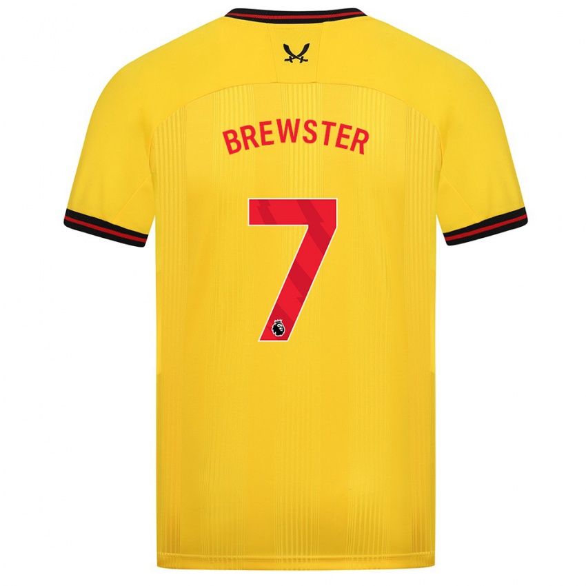 Kinder Rhian Brewster #7 Gelb Auswärtstrikot Trikot 2023/24 T-Shirt Belgien