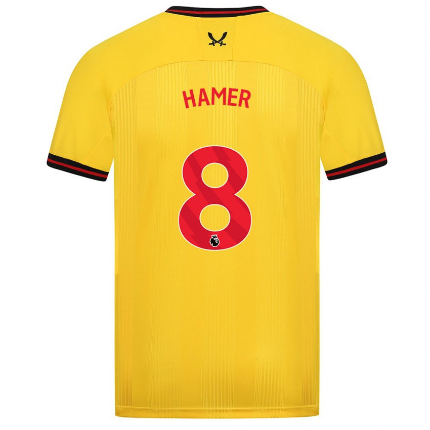Kinder Gustavo Hamer #8 Gelb Auswärtstrikot Trikot 2023/24 T-Shirt Belgien