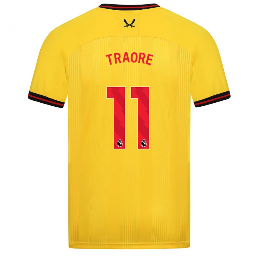 Kinder Bénie Traoré #11 Gelb Auswärtstrikot Trikot 2023/24 T-Shirt Belgien