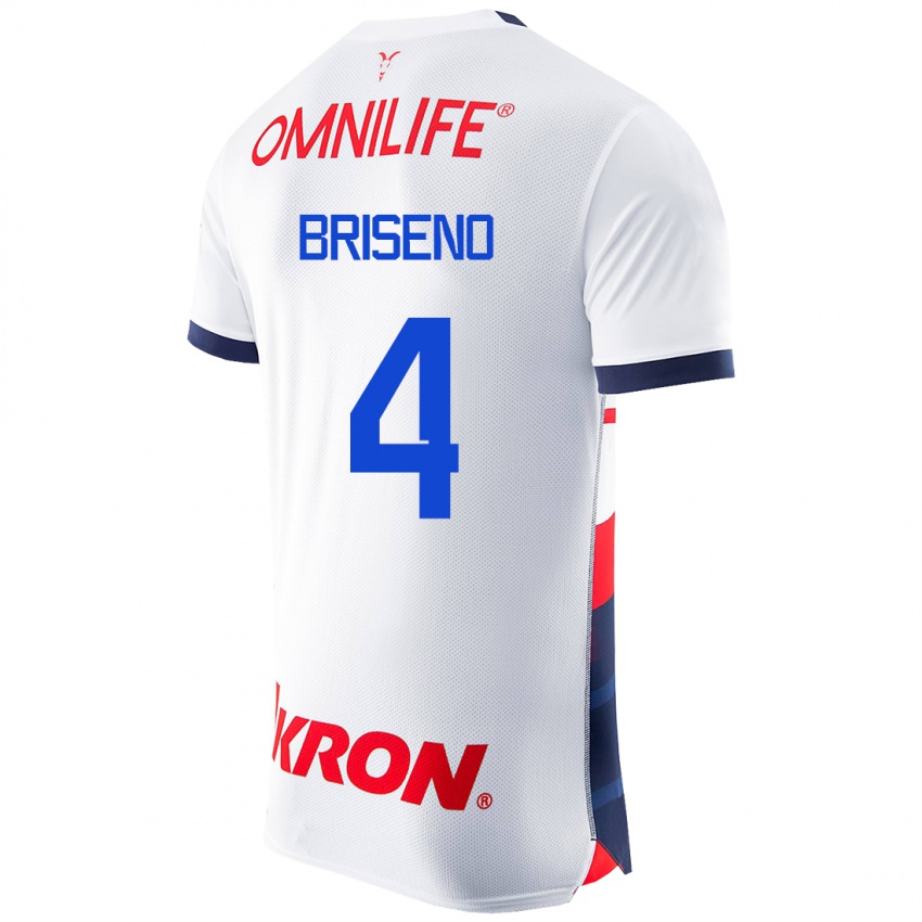 Kinder Antonio Briseño #4 Weiß Auswärtstrikot Trikot 2023/24 T-Shirt Belgien