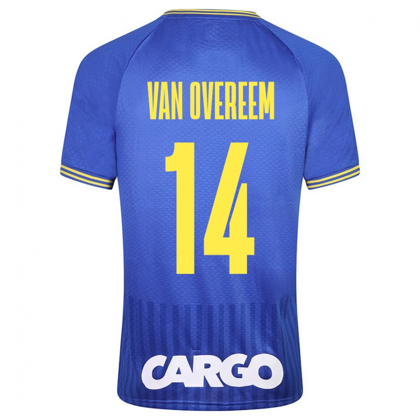 Kinder Joris Van Overeem #14 Blau Auswärtstrikot Trikot 2023/24 T-Shirt Belgien