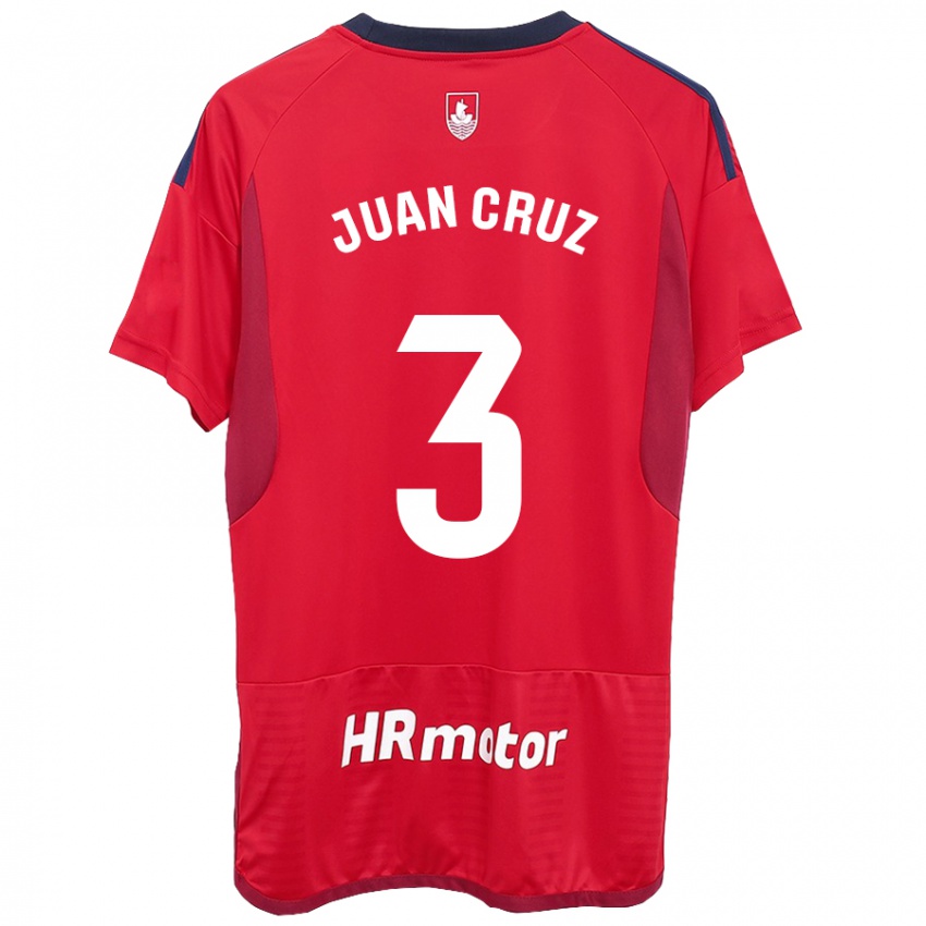 Homme Maillot Juan Cruz #3 Rouge Tenues Domicile 2023/24 T-Shirt Belgique