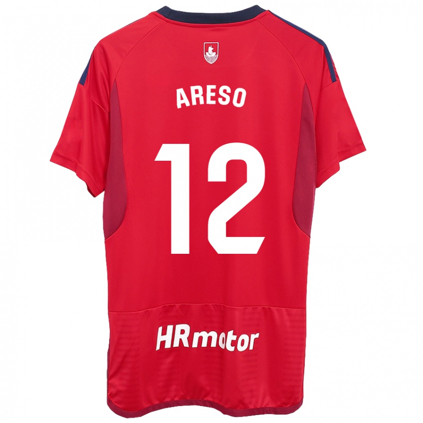 Homme Maillot Jesus Areso #12 Rouge Tenues Domicile 2023/24 T-Shirt Belgique