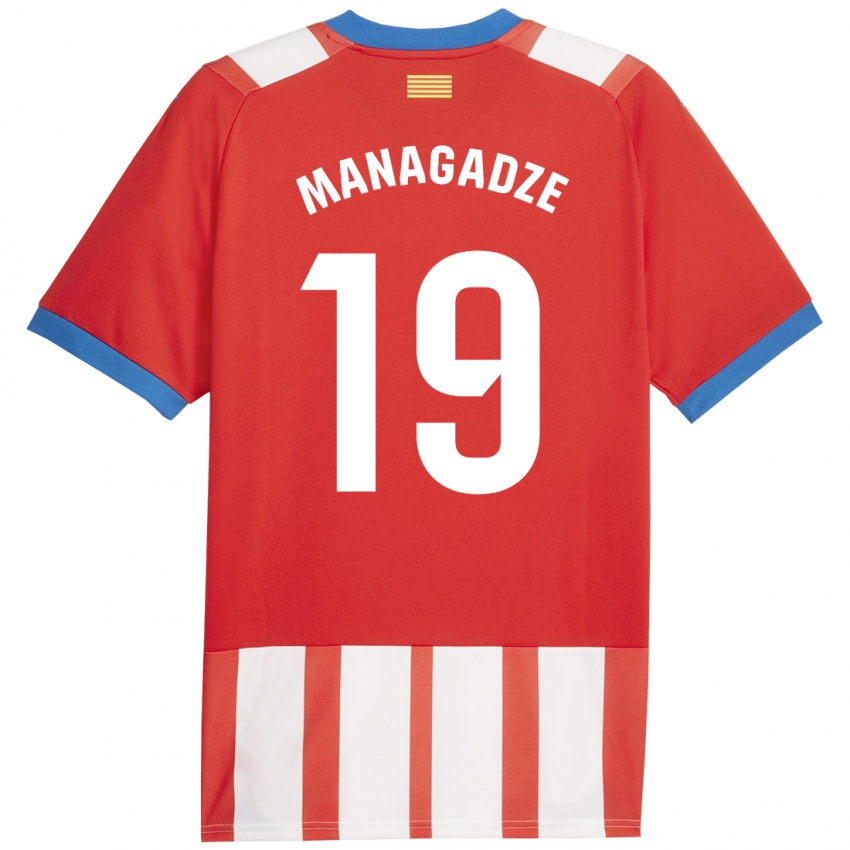 Herren Luka Managadze #19 Rot-Weiss Heimtrikot Trikot 2023/24 T-Shirt Belgien