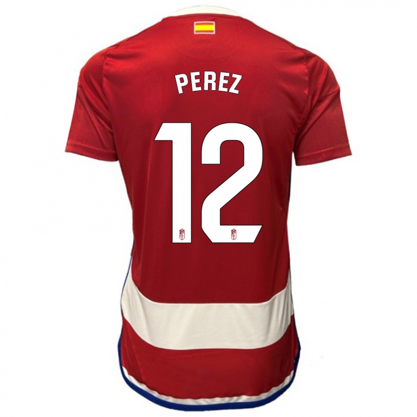 Herren Alba Pérez #12 Rot Heimtrikot Trikot 2023/24 T-Shirt Belgien