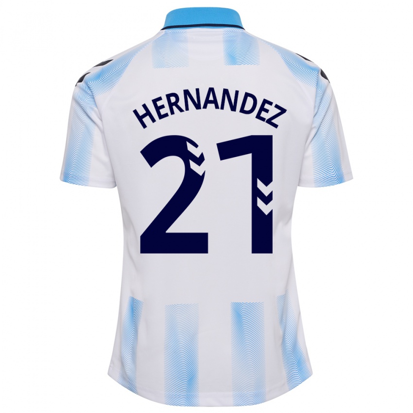 Herren Juan Hernández #21 Weiß Blau Heimtrikot Trikot 2023/24 T-Shirt Belgien