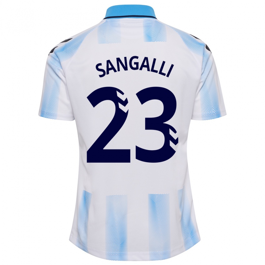 Herren Luca Sangalli #23 Weiß Blau Heimtrikot Trikot 2023/24 T-Shirt Belgien