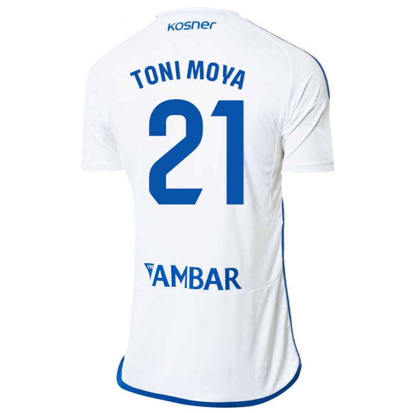 Herren Toni Moya #21 Weiß Heimtrikot Trikot 2023/24 T-Shirt Belgien
