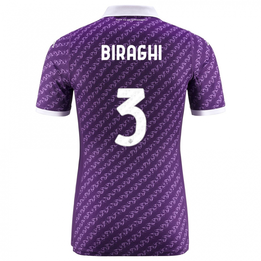 Homme Maillot Cristiano Biraghi #3 Violet Tenues Domicile 2023/24 T-Shirt Belgique