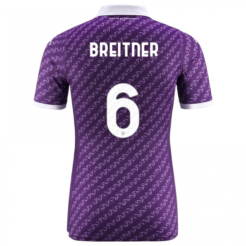 Homme Maillot Stephanie Breitner #6 Violet Tenues Domicile 2023/24 T-Shirt Belgique