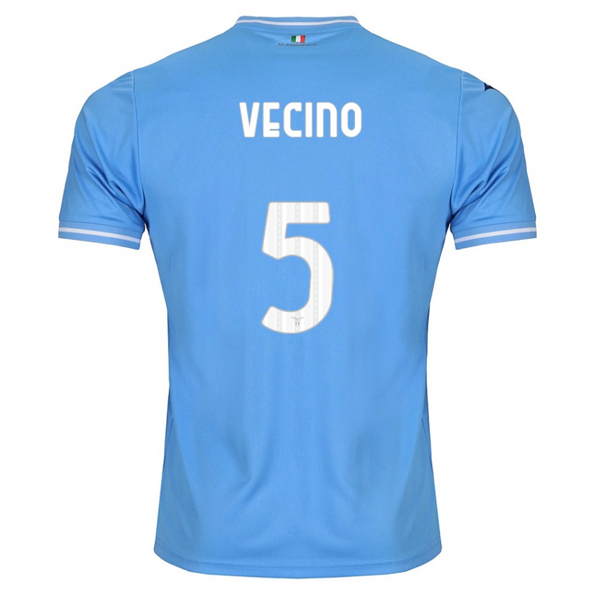 Homme Maillot Matías Vecino #5 Bleu Tenues Domicile 2023/24 T-Shirt Belgique