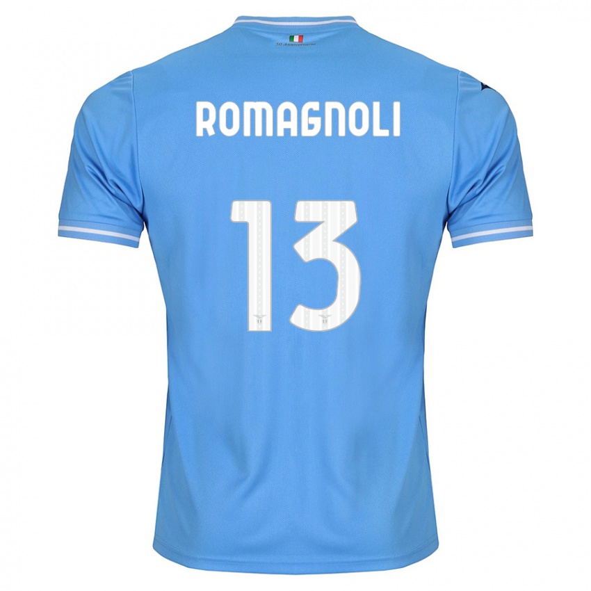 Homme Maillot Alessio Romagnoli #13 Bleu Tenues Domicile 2023/24 T-Shirt Belgique