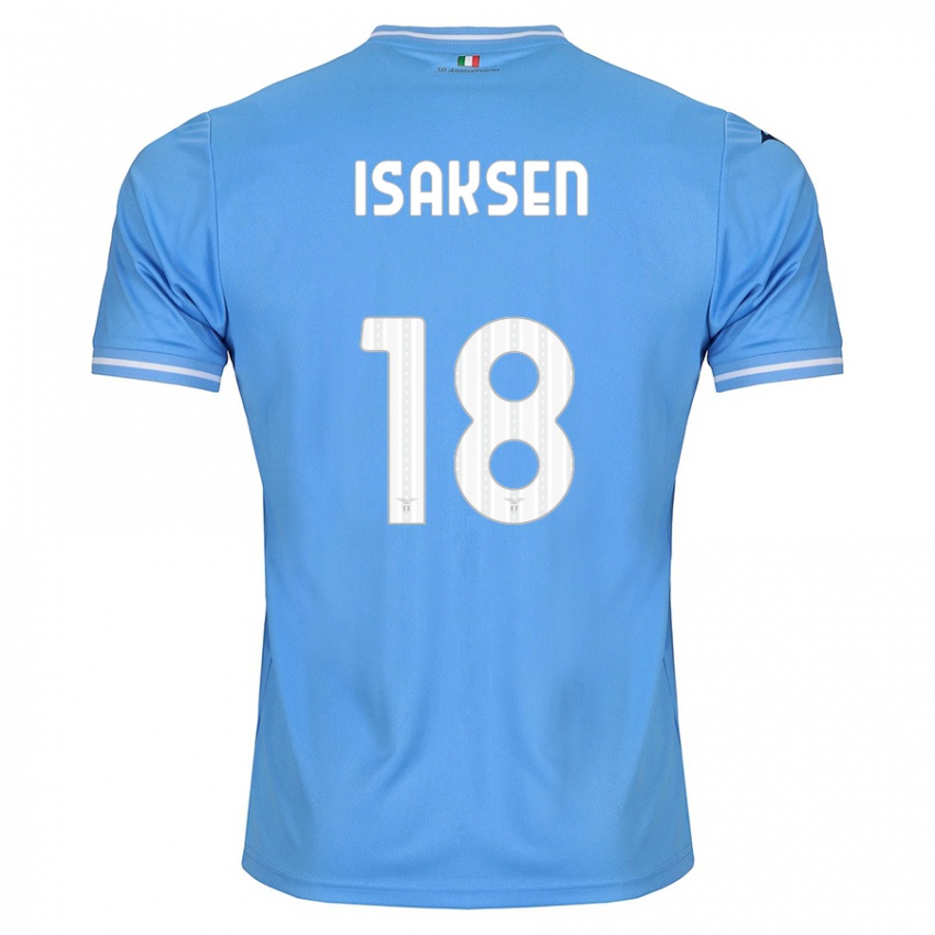 Homme Maillot Gustav Isaksen #18 Bleu Tenues Domicile 2023/24 T-Shirt Belgique