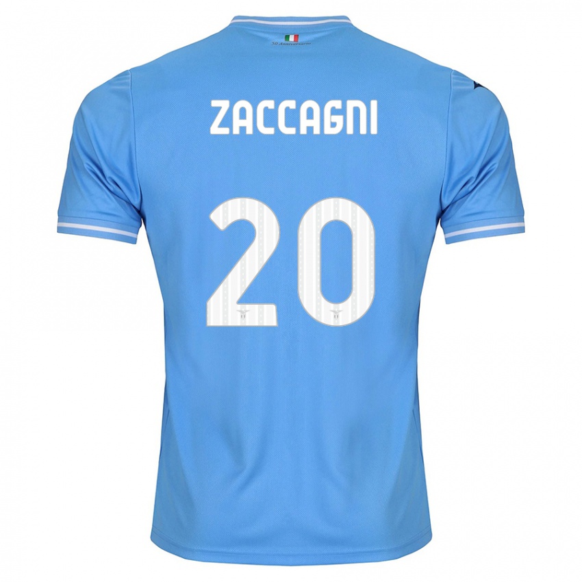 Homme Maillot Mattia Zaccagni #20 Bleu Tenues Domicile 2023/24 T-Shirt Belgique