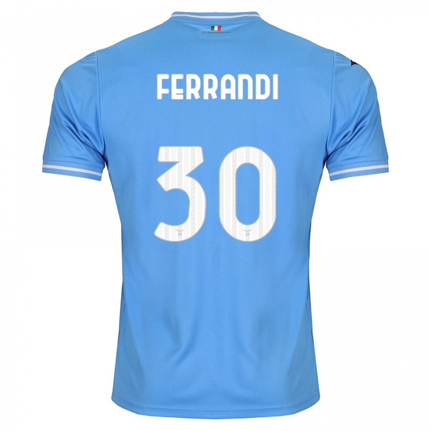 Homme Maillot Giulia Ferrandi #30 Bleu Tenues Domicile 2023/24 T-Shirt Belgique
