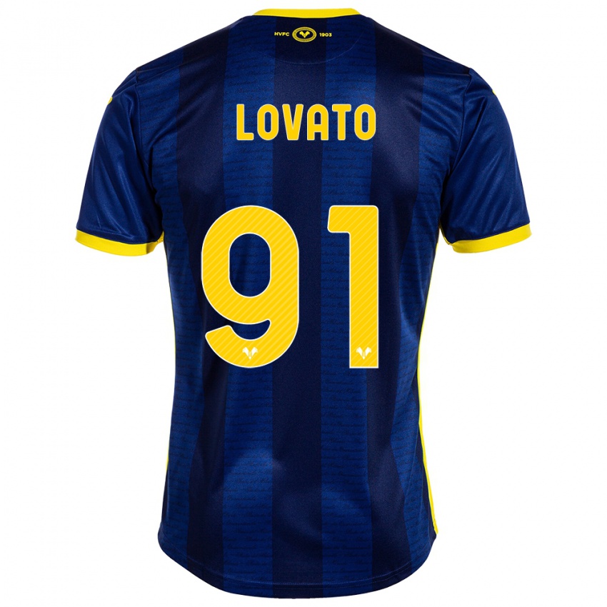 Heren Enrico Lovato #91 Marine Thuisshirt Thuistenue 2023/24 T-Shirt België