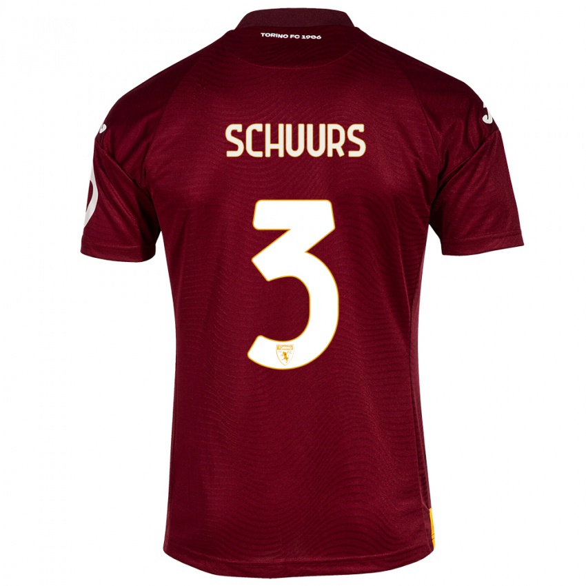 Heren Perr Schuurs #3 Donkerrood Thuisshirt Thuistenue 2023/24 T-Shirt België