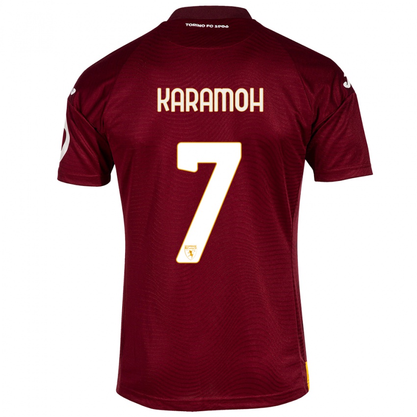 Heren Yann Karamoh #7 Donkerrood Thuisshirt Thuistenue 2023/24 T-Shirt België