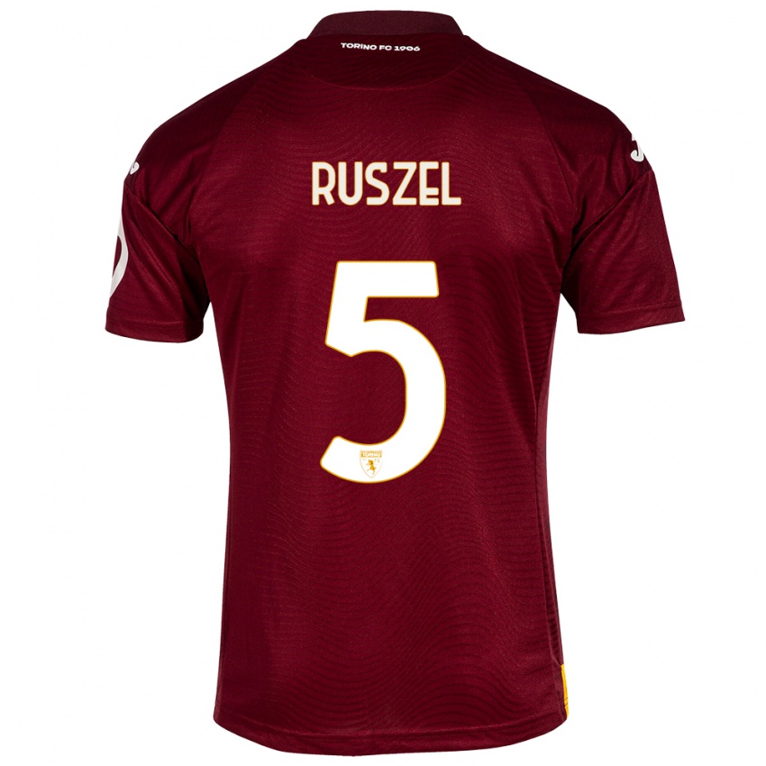 Heren Marcel Ruszel #5 Donkerrood Thuisshirt Thuistenue 2023/24 T-Shirt België