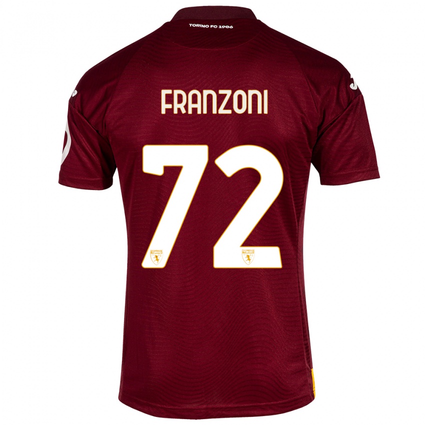 Herren Nicolò Franzoni #72 Dunkelrot Heimtrikot Trikot 2023/24 T-Shirt Belgien