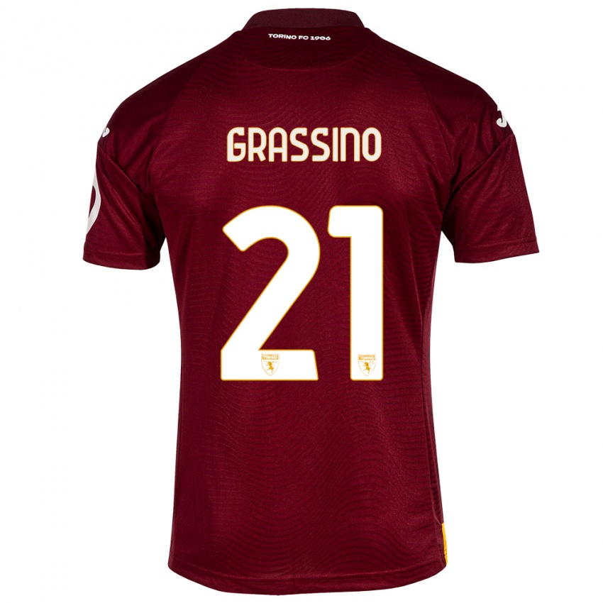 Herren Giulia Grassino #21 Dunkelrot Heimtrikot Trikot 2023/24 T-Shirt Belgien